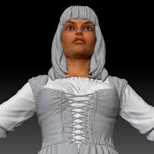 women meval peasant dress 3d model