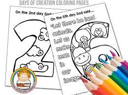 The pages have short phrases describing the days of creation. Days Of Creation Coloring Pages Christian Preschool Printables