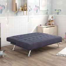 dark blue upholstered sofa futon