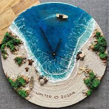 Resin Ocean Wall Clock Personalized