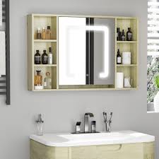 kleankin led bathroom mirror cabinet