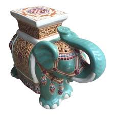Garden Stool Ceramic Elephant Chinoiserie