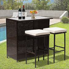 Pcs Patio Furniture Outdoor Bar Wicker