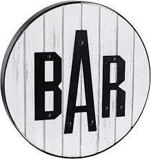 Round Whitewashed Wood Wall Décor Bar