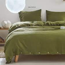 Olive Green Linen Duvet Cover Green