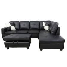 hommoo semi pu leather sectional sofa