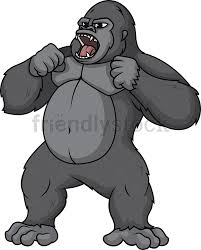 Gorilla Pounding His Chest Cartoon Clipart Vector - FriendlyStock