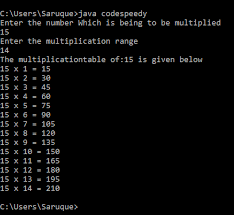 create a multiplication table in java