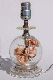 Flower Globe Lamp Bases Peach Pink Roses