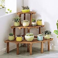 pine wood flower shelves pots planter