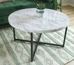 Marble Look Round Coffee Table Modern