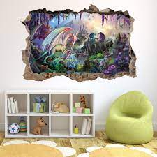 Dragon Paradise 3d Hole In The Wall Sticker