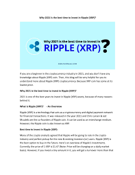 In the long term, if you believe in cryptocurrency technology and the industry ripple is hoping to disrupt, then buying ripple is likely an ideal investment choice. Is A Ripple Xrp A Good Investment In 2021 By Timjosh Issuu