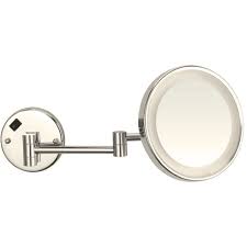 Nameeks Ar7703 Sni 3x By Nameek S Glimmer Satin Nickel Round Wall Mounted 3x Magnifying Mirror With Led Hardwired Thebathoutlet