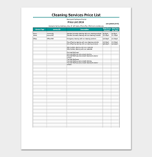 Cleaning Price List Template 12 In Word Pdf Format
