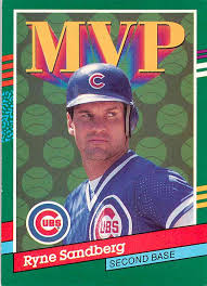 Key 1988 topps baseball cards: 1990 Leaf Mvp Ryne Sandberg 404 On Kronozio