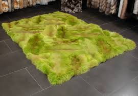 red fox rug in green 100 real fur