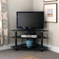 gl and metal corner tv stand black