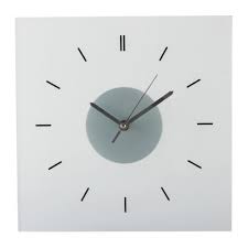 White Tqs Square Glass Wall Clock