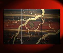 Red Gold Triptych Wall Art