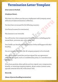 termination letter template sles