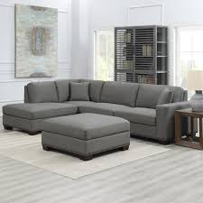 grey fabric sectional sofa with ottoman