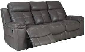Covered in a stain resistant, easy clean 100% polyester distressed faux leather fabric. Signature Design By Ashley Jesolo Casual Faux Leather Reclining Sofa Pull Tab Reclining Dark Gray Buy Online At Best Price In Uae Amazon Ae