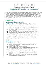 Examples of server resume job experience. Head Server Resume Samples Qwikresume