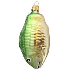 Blown Glass Green Fish Ornament Czech