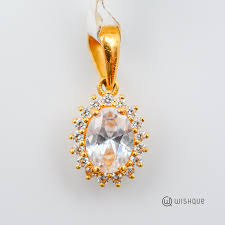 22kt gold mirror pendant with stones
