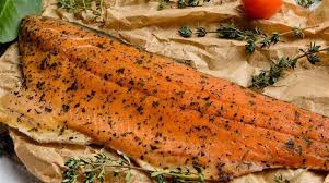 cured and smoked salmon in a