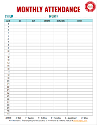 Credible Free Printable Blank Attendance Chart Sunday School