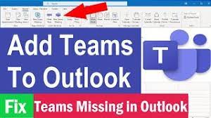 teams meeting on missing in outlook