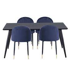 illona dining table and 4 chairs navy
