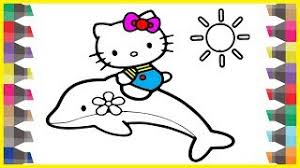Dolphin with hello kitty coloring page. How To Draw Kittyvlip Lv
