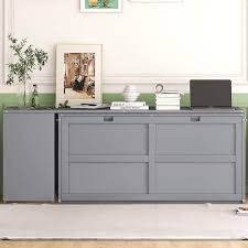 Anpport Gray Wood Frame Queen Size