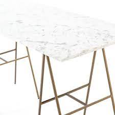 This modern desk featuring two side shelves for storing and showcasing your items is the perfect combination of function and class. Audrey Desk Marble Top Desk Marble Desk Marble Office Desk
