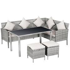 Outsunny 6 Seater Rattan Dining Set