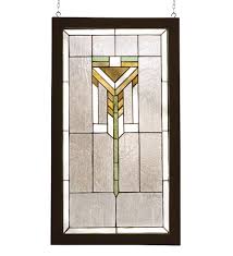 h prairie wood frame stained glass window