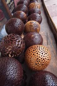 Carved Coconut Shell Tealight Lamps Tegallalang Bali