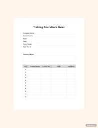 training attendance sheet template