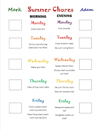 New Chore Chart For Summer Chores For Kids How To Make