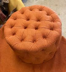 Round Tufted Ottoman Upholstered