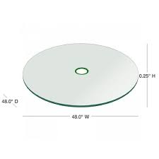48 Round Patio Glass Table Top 1 4 Thick Flat Tempered With 2 Hole