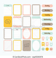 Template For Notebooks Cute Design Elements Collection Of Various Note Papers Flat Style Notes Labels Stickers
