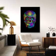 Skull Colorful Sugar Skull 24 Canvas