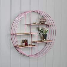 pink gold wire metal wall shelf