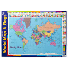 Gillian Miles World Map With Flags Double Sided Wall Chart