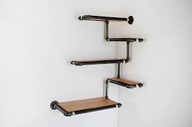 Pipe Wall Shelf With Wood Shelves