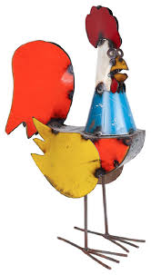 recycled metal rooster rustic